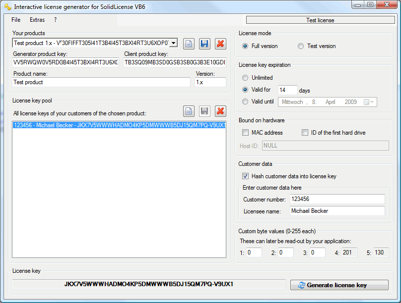 Screenshot for SolidLicense .VB6 1.2.9